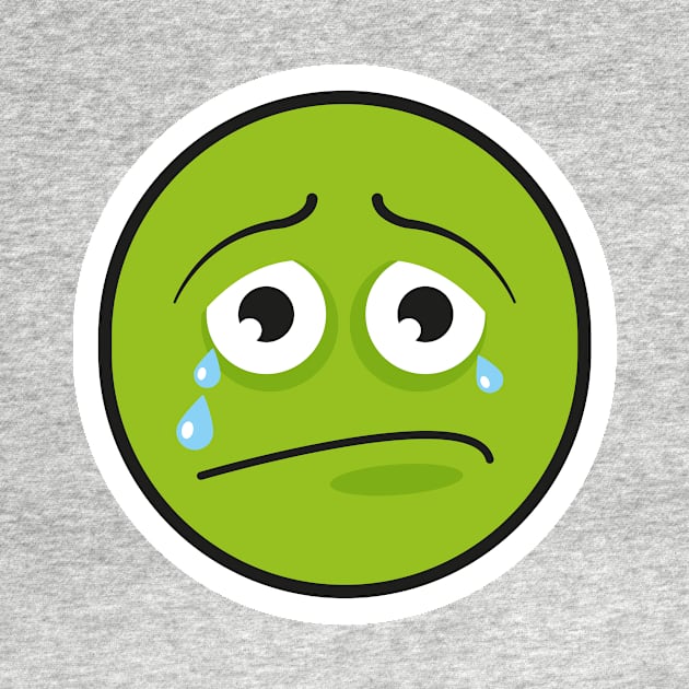 crying green emoji face by Bubsart78